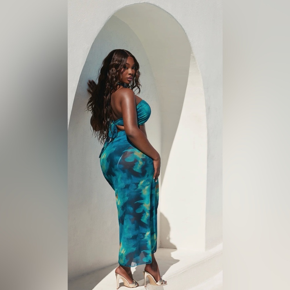 Fashion Nova Ocean Blue 3 pc Swimsuit - Picture 2 of 5
